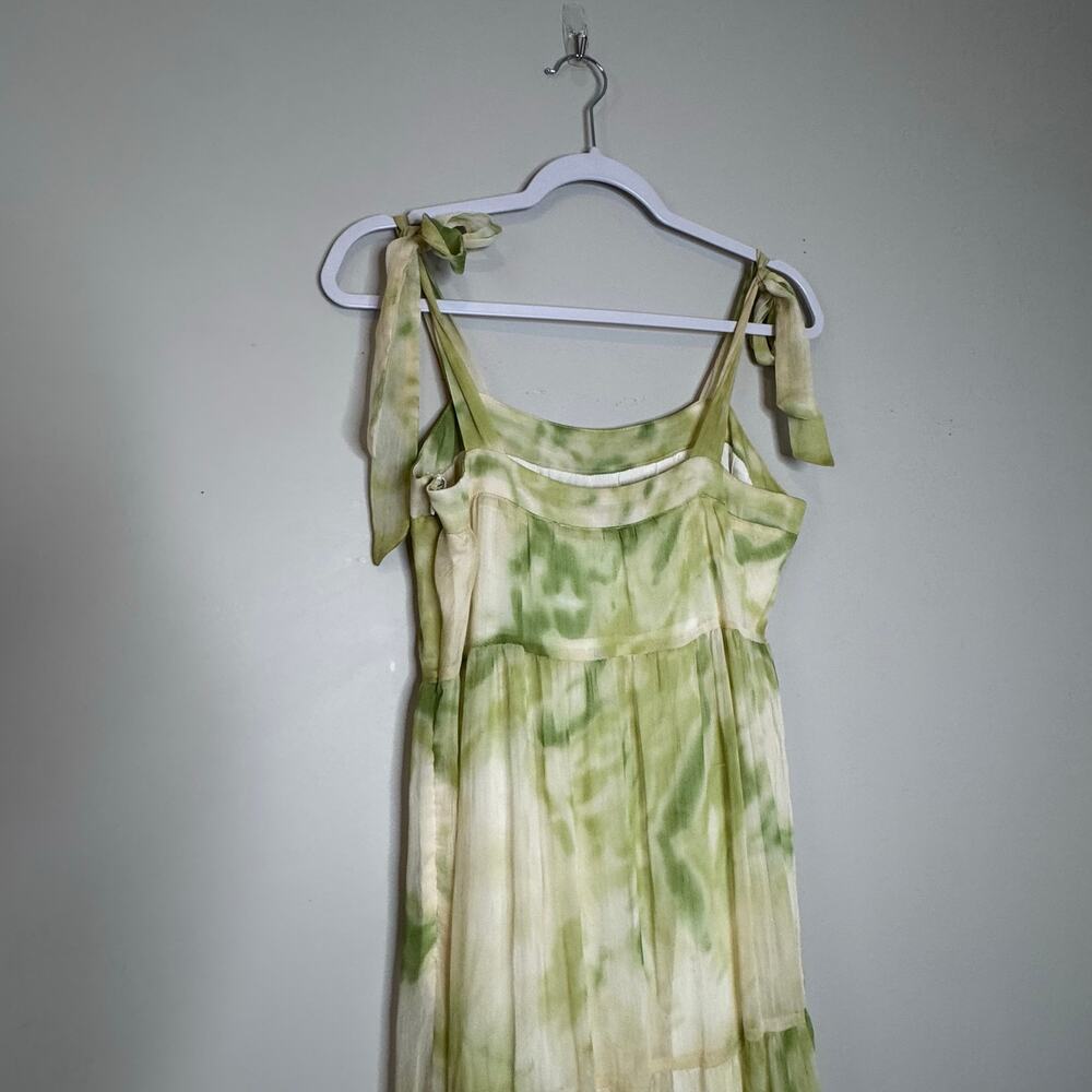 Line & Dot Sleeveless Palm Chiffon Maxi Dress Lime Green Women’s Small - Picture 5 of 9